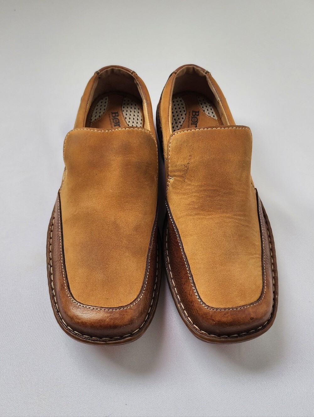 Born Mens Size 10 Leather Slip On Loafers Tan Brown Comfort Casual Shoes EU 44